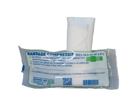Bandage compressif 4″ 10x10cm stérile