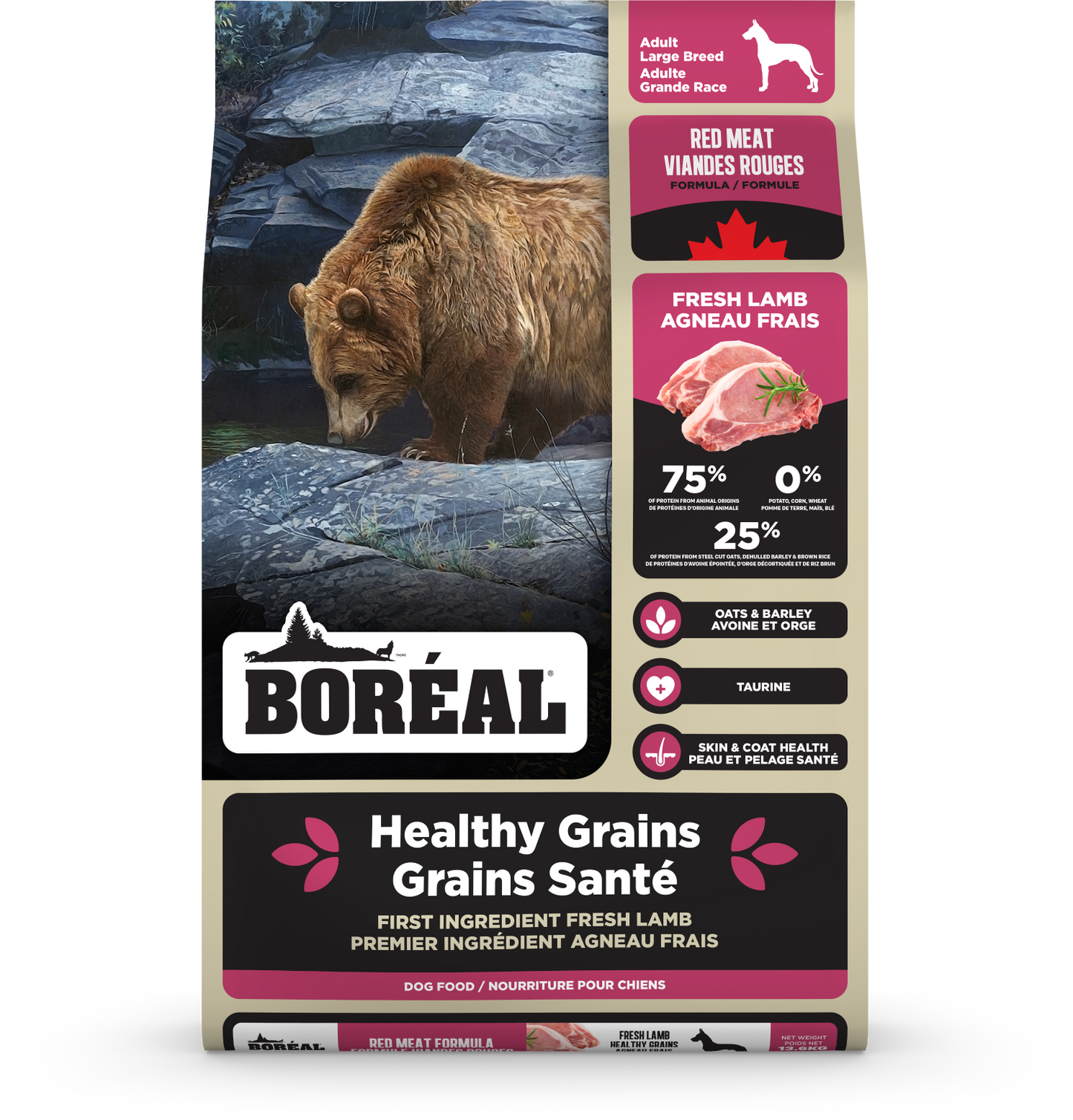 Boréal - Grains Santé Viande Rouge - Chien Grande Race - 13.6kg