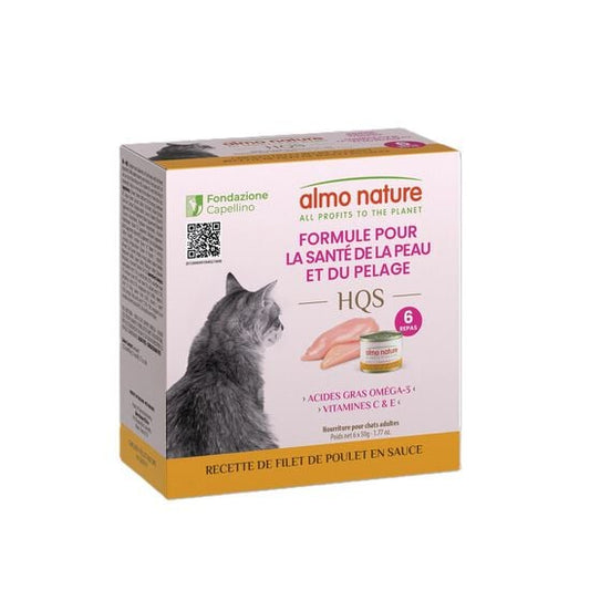 Almo Nature - HQS Chat Soutient Peau & Pelage Filet Poulet En Sauce - 6x50g
