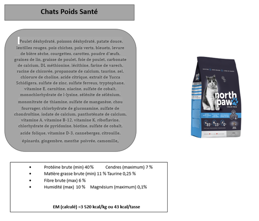 North Paw - Chat Poids Santé - 12,8lb